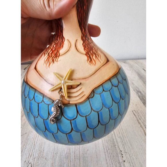 Vintage rowe large mermaid seahorse gourd Nautica shell unique - Picture 6 of 8